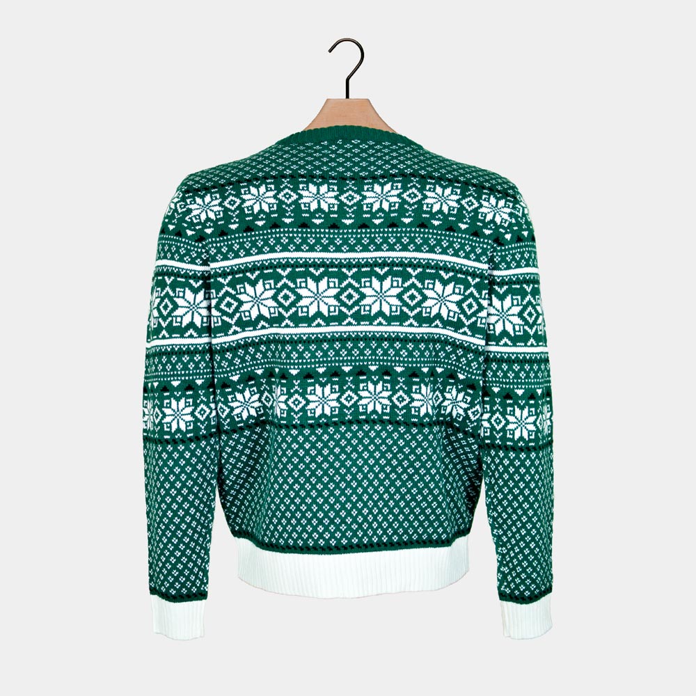 Ugly Christmas Sweater Classy Green and White Elegant Men's