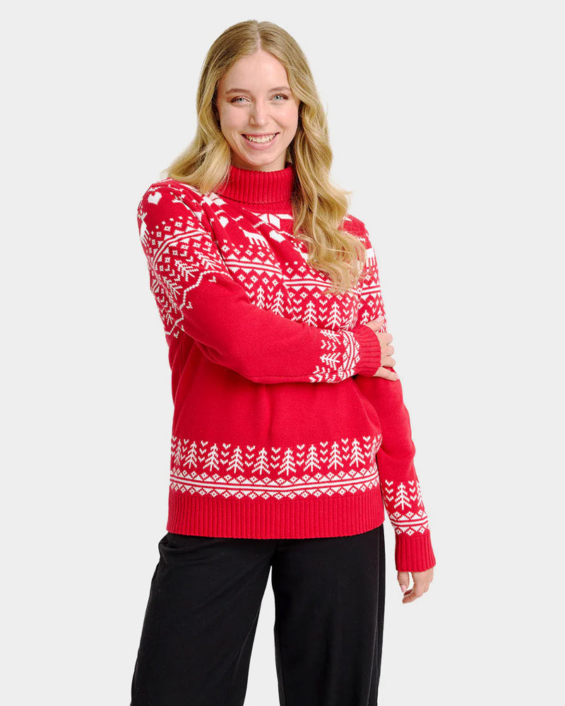 Classy Organic Cotton Womens Ugly Christmas Sweater Greenlandish Turtleneck
