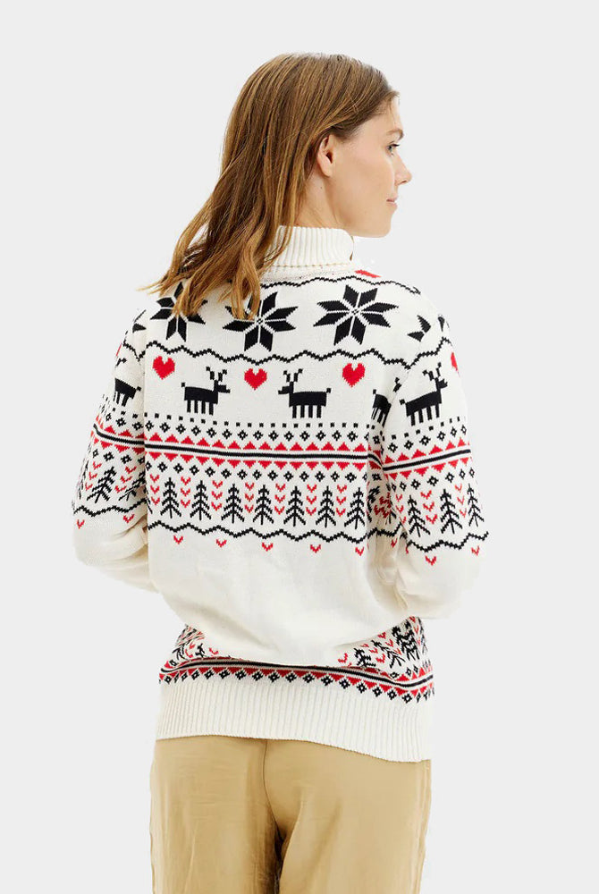 Classy Turtleneck Beige Organic Cotton Couple's Ugly Christmas Sweater Womens