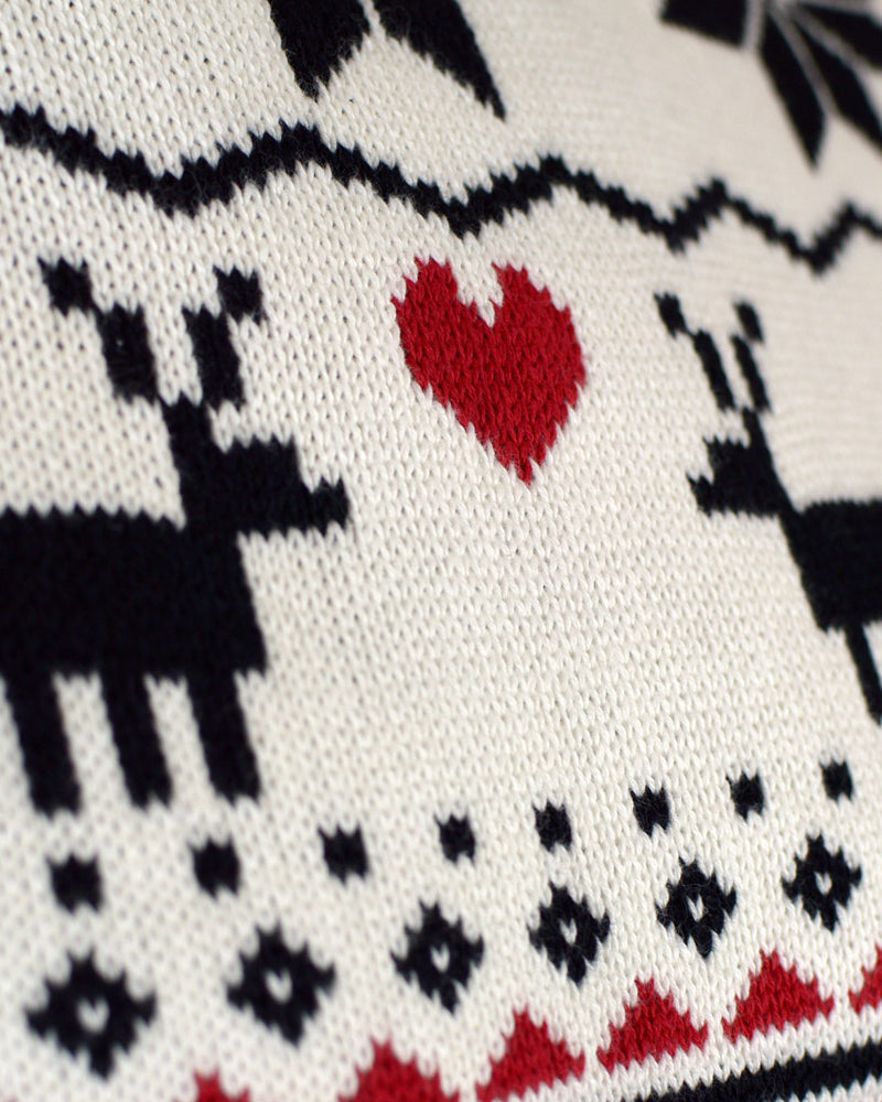 Classy Turtleneck detail Beige Organic Cotton Women's Ugly Christmas Sweater