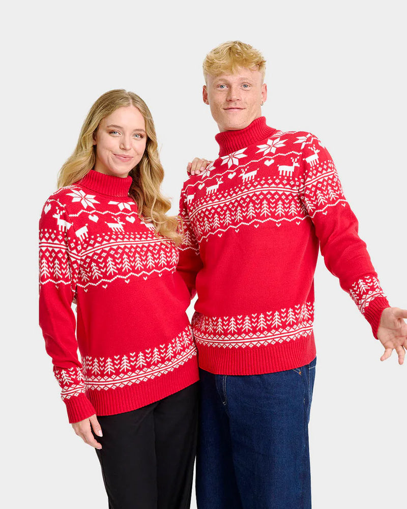 Classy Turtleneck Organic Cotton Couples Ugly Christmas Sweater Greenlandish