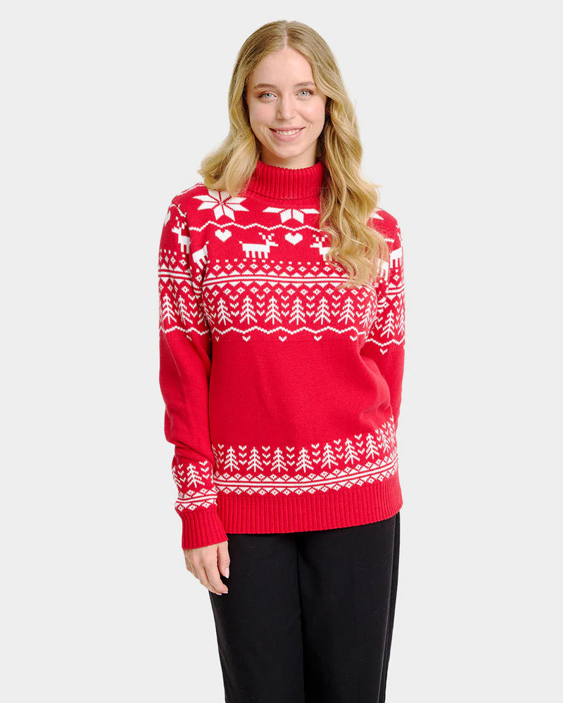 Classy Turtleneck Organic Cotton Couples Ugly Christmas Sweater Women Greenlandish