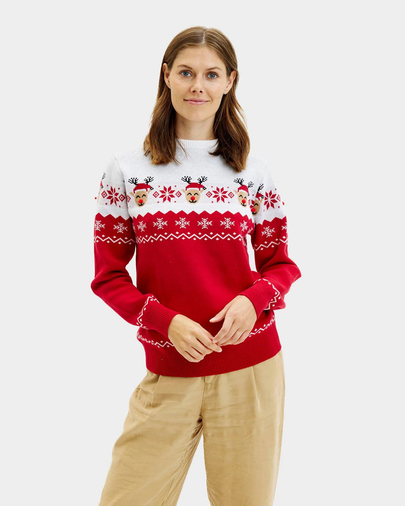 Couple Ugly Christmas Sweater Adorable Reindeer women