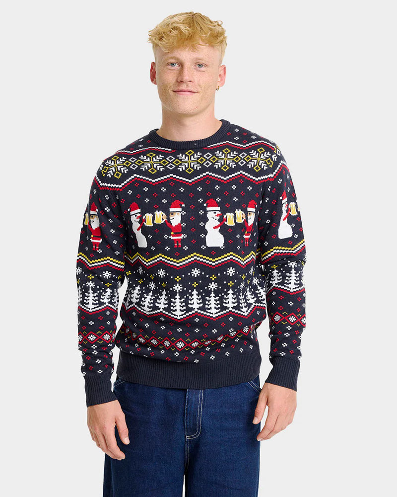 Couple Ugly Christmas Sweater Cheers Santa Men