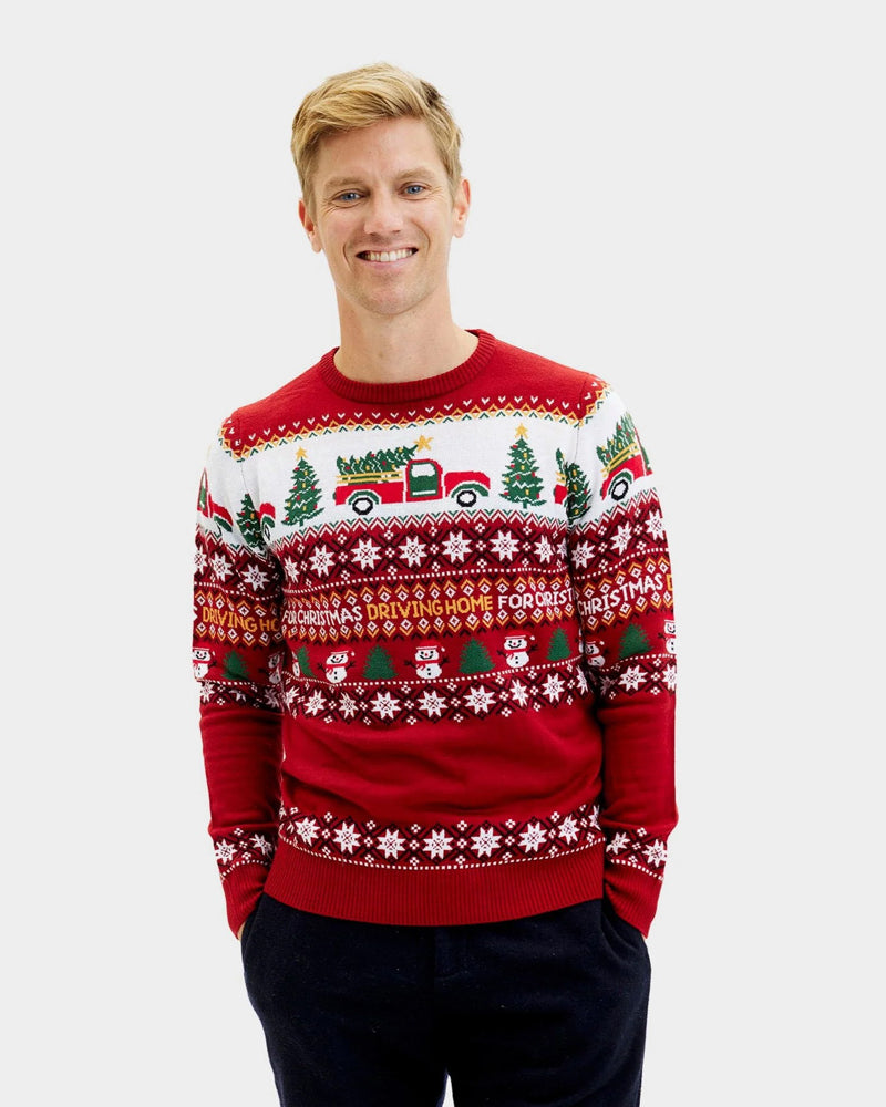 Couples Ugly Christmas Sweater Driving Home Men