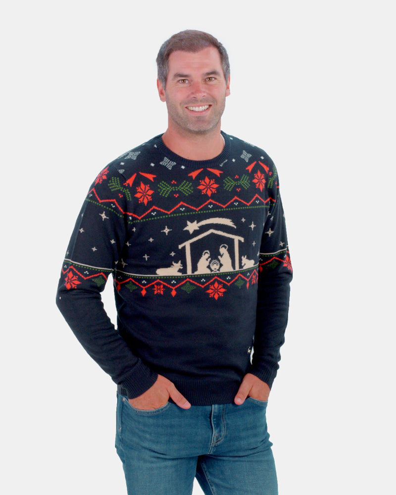 Couples Ugly Christmas Sweater Nativity Men