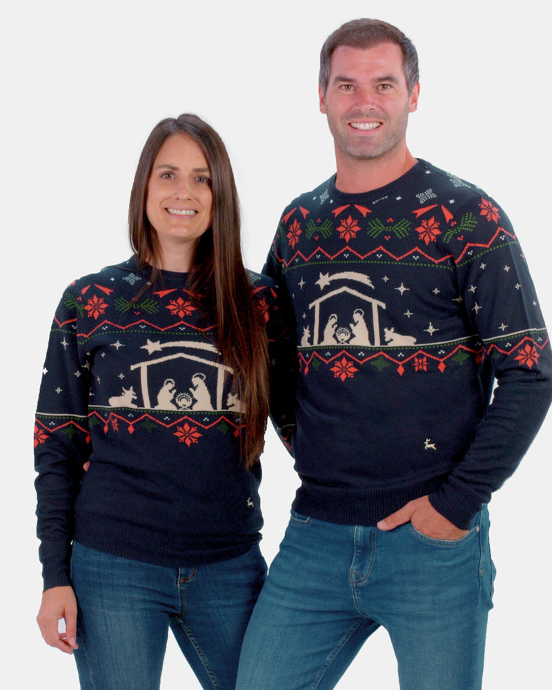 Couples Ugly Christmas Sweater Nativity