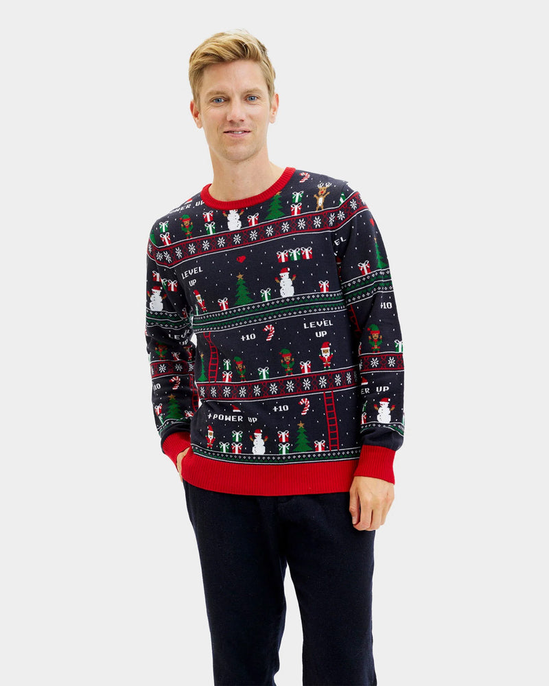Couples Ugly Christmas Sweater Vintage Gaming Men
