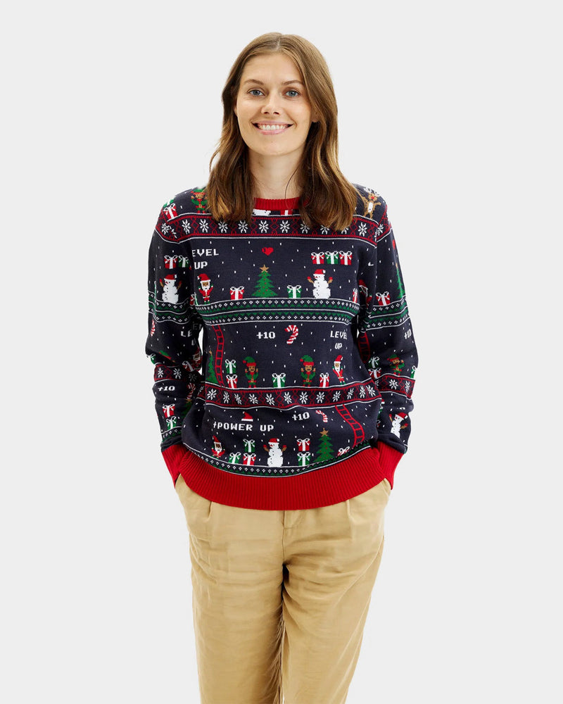 Couples Ugly Christmas Sweater Vintage Gaming Women