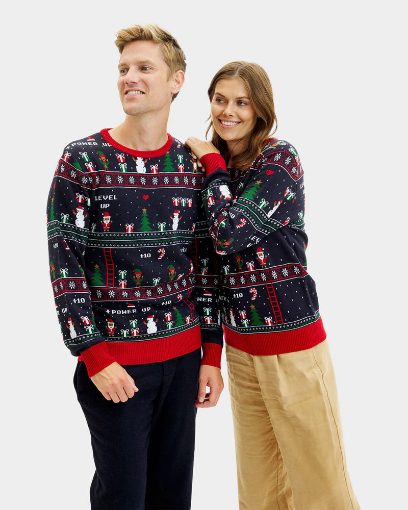 Couples Ugly Christmas Sweater Vintage Gaming