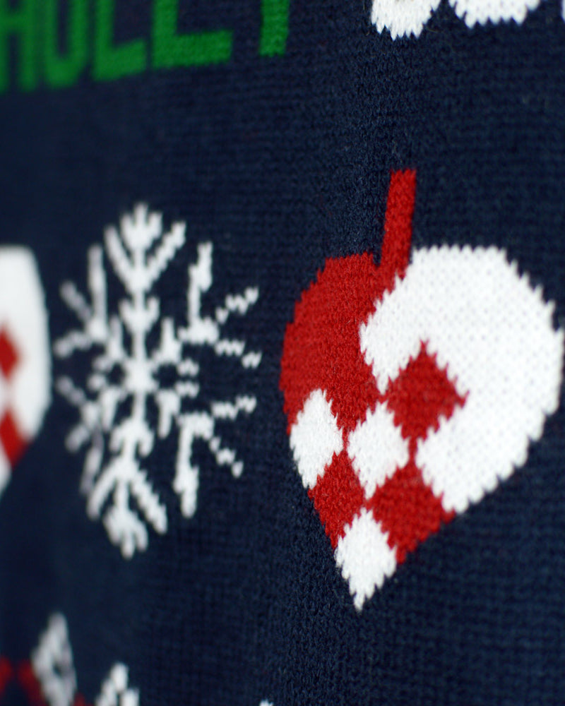 Couples detail Blue and Red Cardigan Ugly Christmas Sweater
