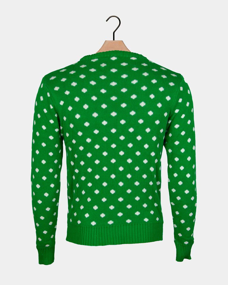 Santa's hat Green 3D Couple's Ugly Christmas Sweater Reindeer