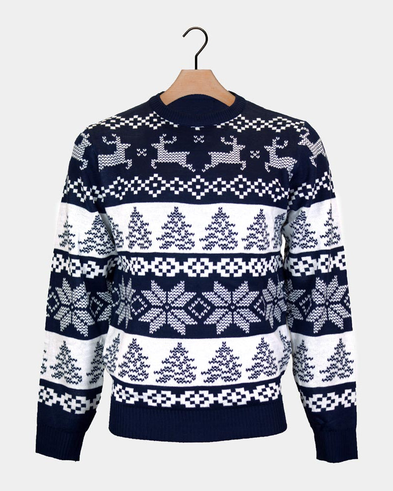 North Pole Blue Ugly Christmas Sweater Couples