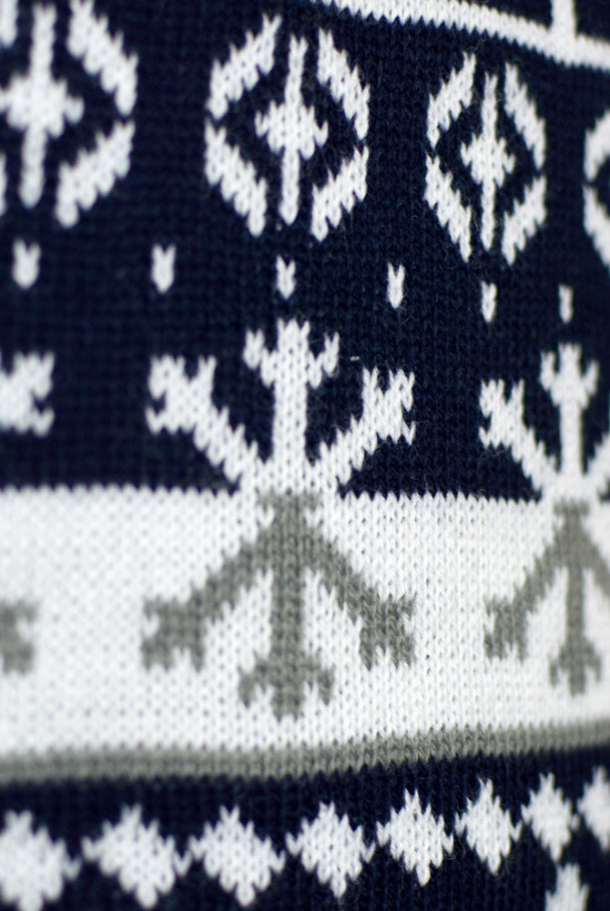 detail Couple's Ugly Christmas Sweater with Reindeers and Trees Strips