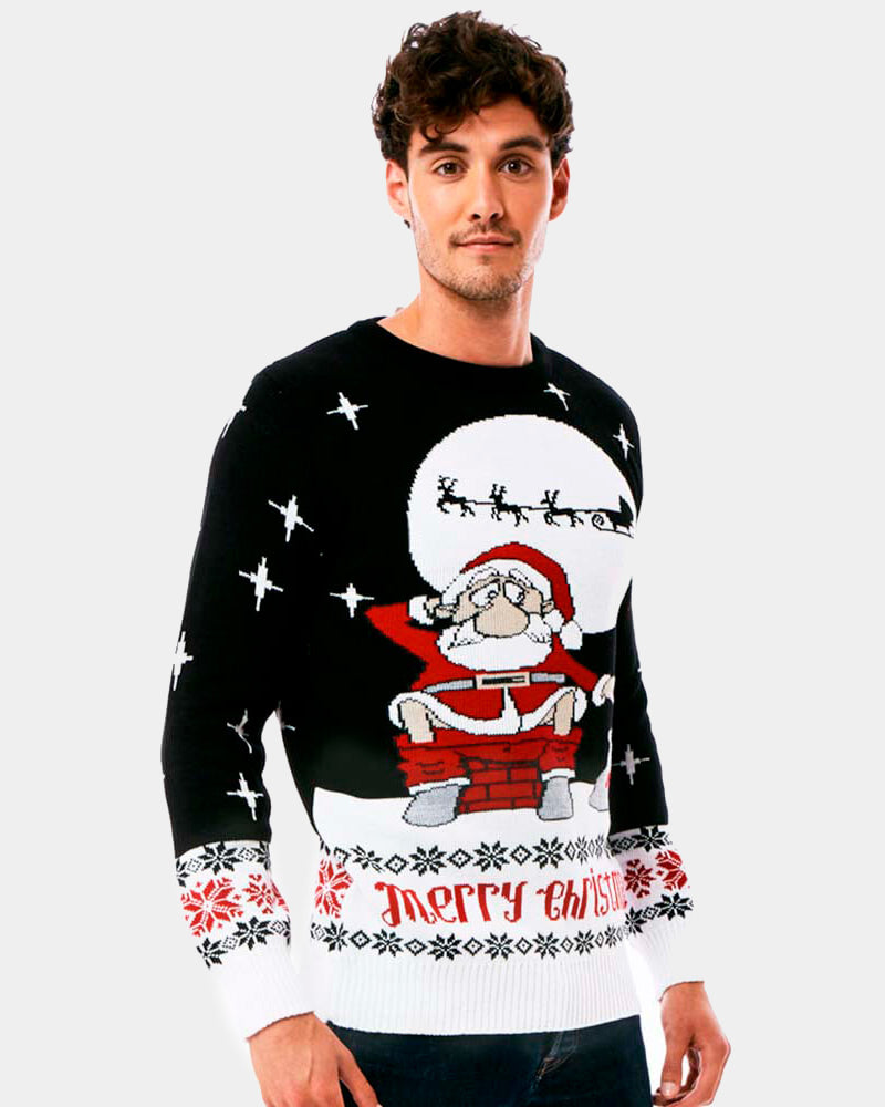 Mens Couple's Ugly Christmas Sweater with Santa Downloading