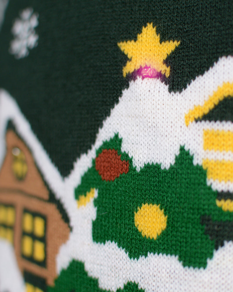 Couples Ugly Christmas Sweater Santa is Coming to Town LED light-up