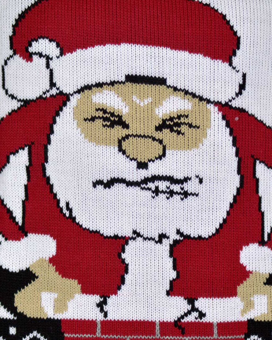 Detail Couple's Ugly Christmas Sweater with Santa stuck in the Chimney