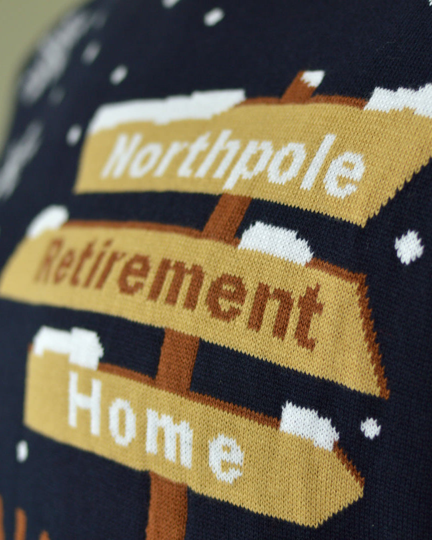 Detail Couple's Ugly Christmas Sweater Santa with a Walker on the way to Retirement