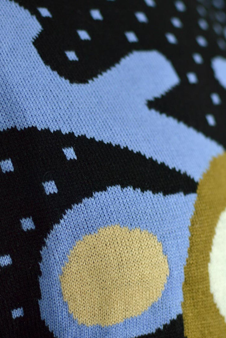 Blue 3D Couple's Ugly Christmas Sweater Reindeer with Red Nosed deail