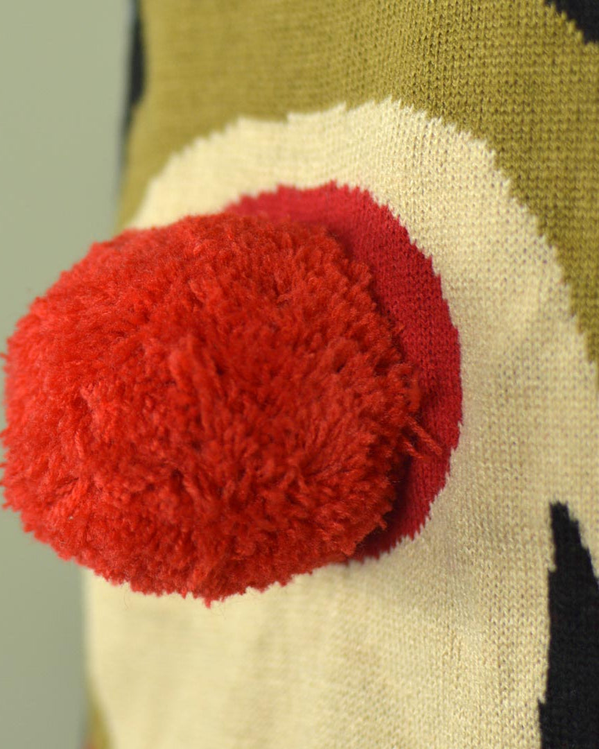 detail Blue 3D Men's Ugly Christmas Sweater Reindeer with Red Nosed