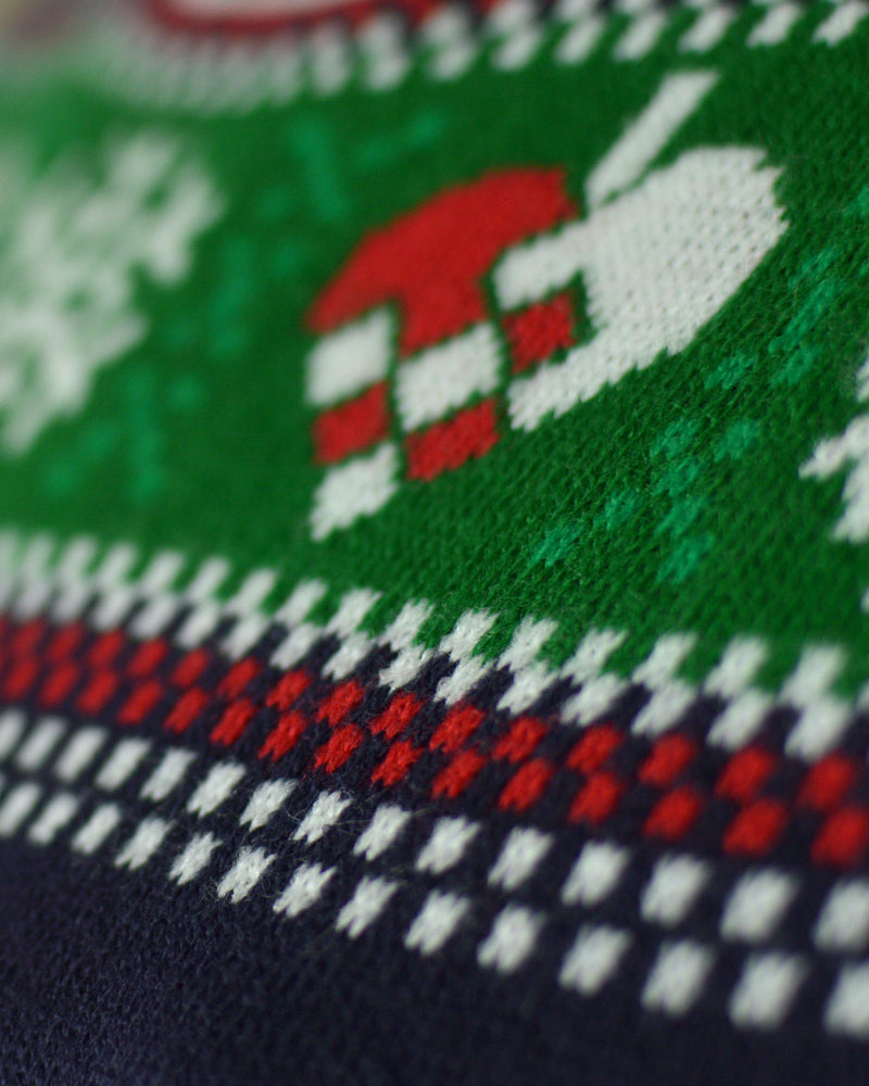 detail Blue LED light-up Couple's Ugly Christmas Sweater with Christmas Tree