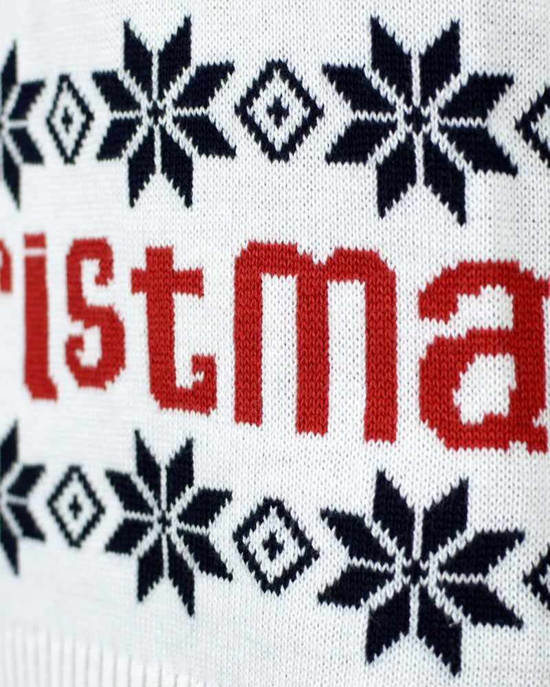 Blue Organic Cotton Detail Children Ugly Christmas Sweater Santa and Rudolph