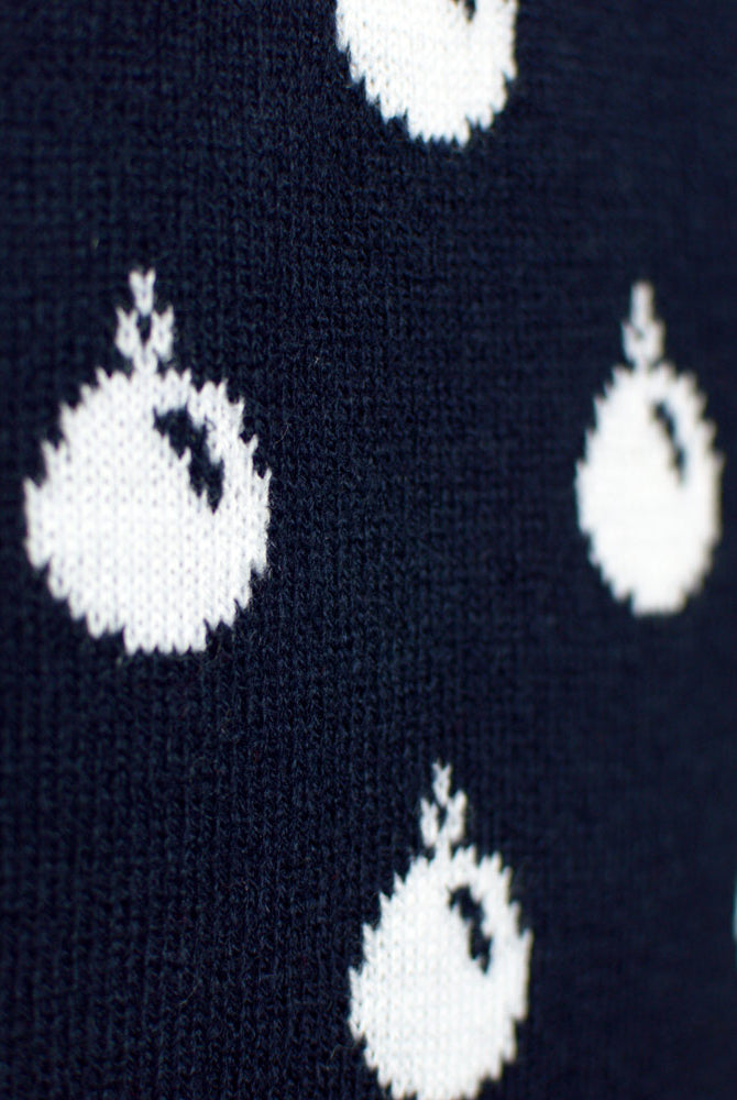 Blue Mens Womens Ugly Christmas Sweater with Reindeers and Snow Detail