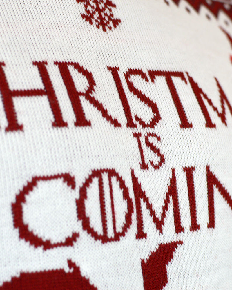 Christmas is Coming detail Womens Ugly Christmas Sweater