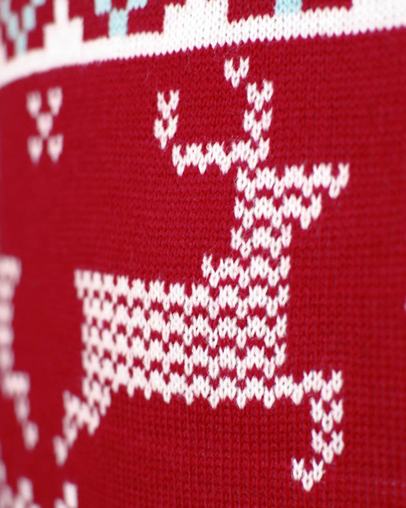 Detail Classic Red Couple's Ugly Christmas Sweater with Polar Stars