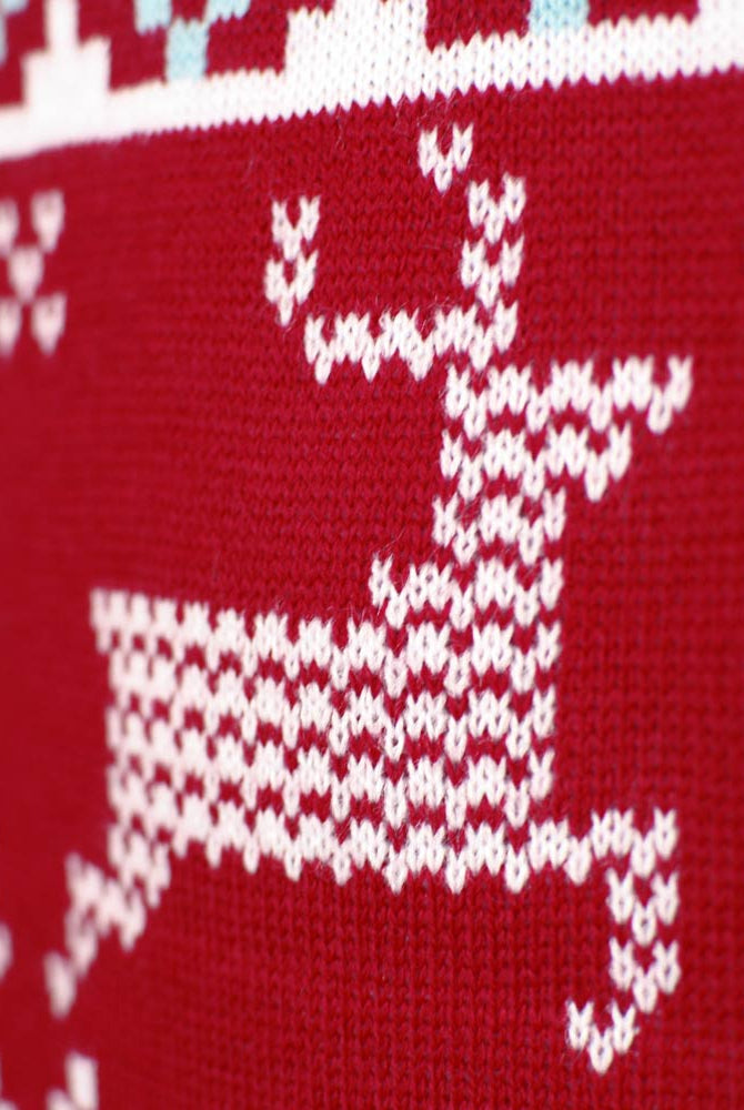 Detail Classic Red Couple's Ugly Christmas Sweater with Polar Stars