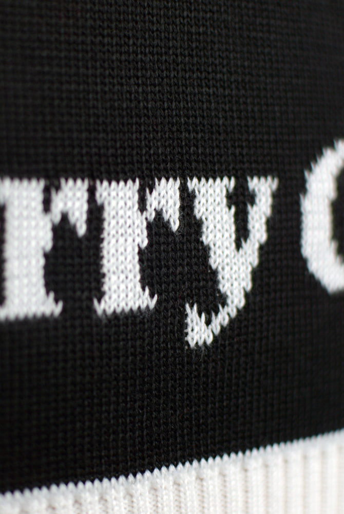Couple's Black Ugly Christmas Sweater Merry Christmas Detail