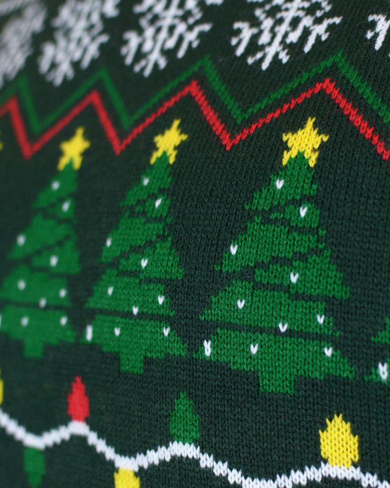 Couples detail Green Ugly Christmas Sweater Happy Holidays