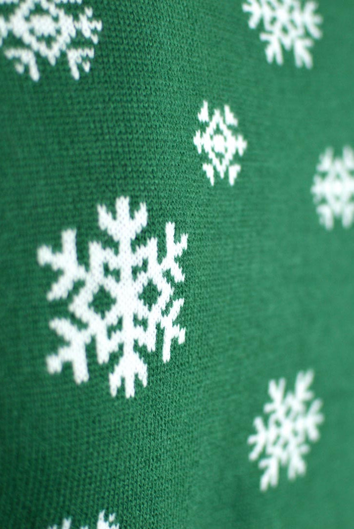 detail Green Couple's Ugly Christmas Sweater Holly Jolly with Sequins