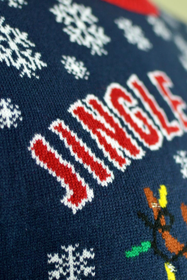LED light-up Couple's Ugly Christmas Sweater Jingle Bells detail