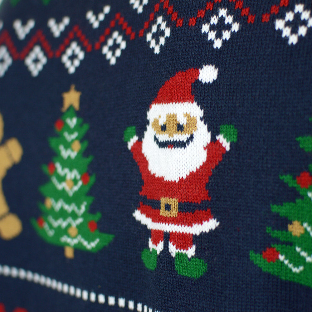 Mens Blue detail Red Cardigan Ugly Christmas Sweater