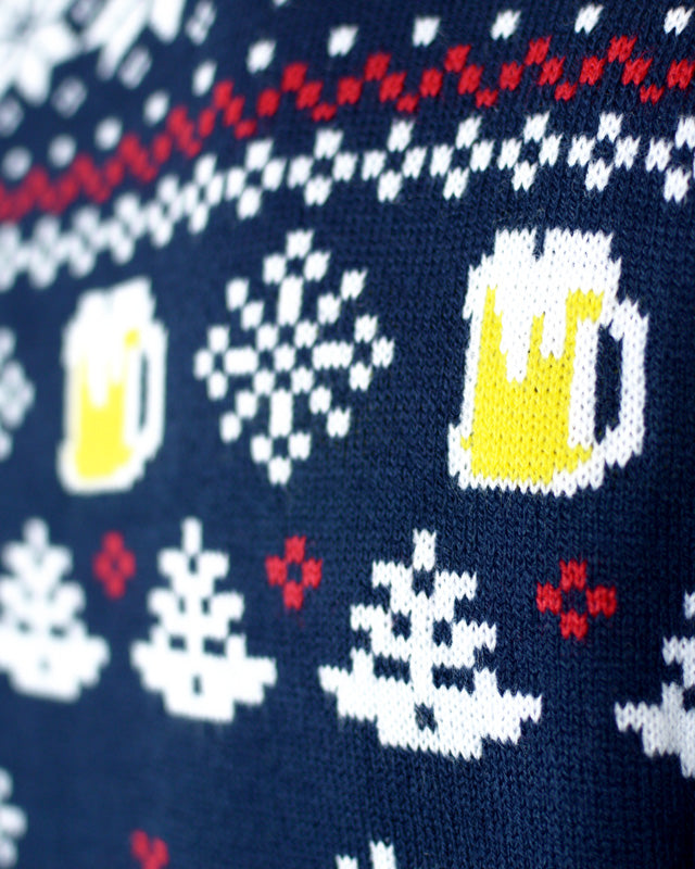 detail  Men's Ugly Christmas Sweater with Beer Pocket 3D