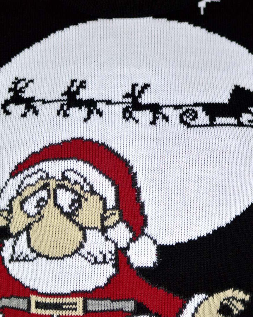 Men's Ugly Christmas Sweater Detail Santa Downloading