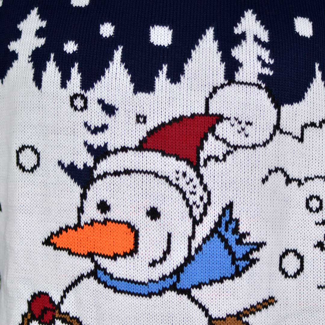 Detail Men's Ugly Christmas Sweater with Snowman on Sledge