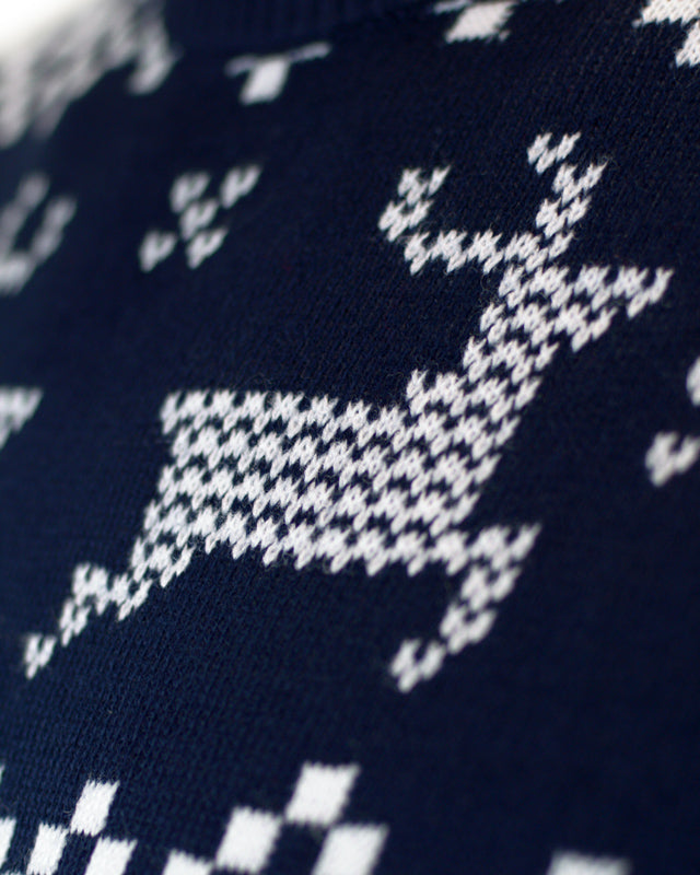 North Pole Blue Couple's Ugly Christmas Sweater detail