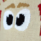 detail childrens Red Ugly Christmas Sweater with Reindeer and Snow