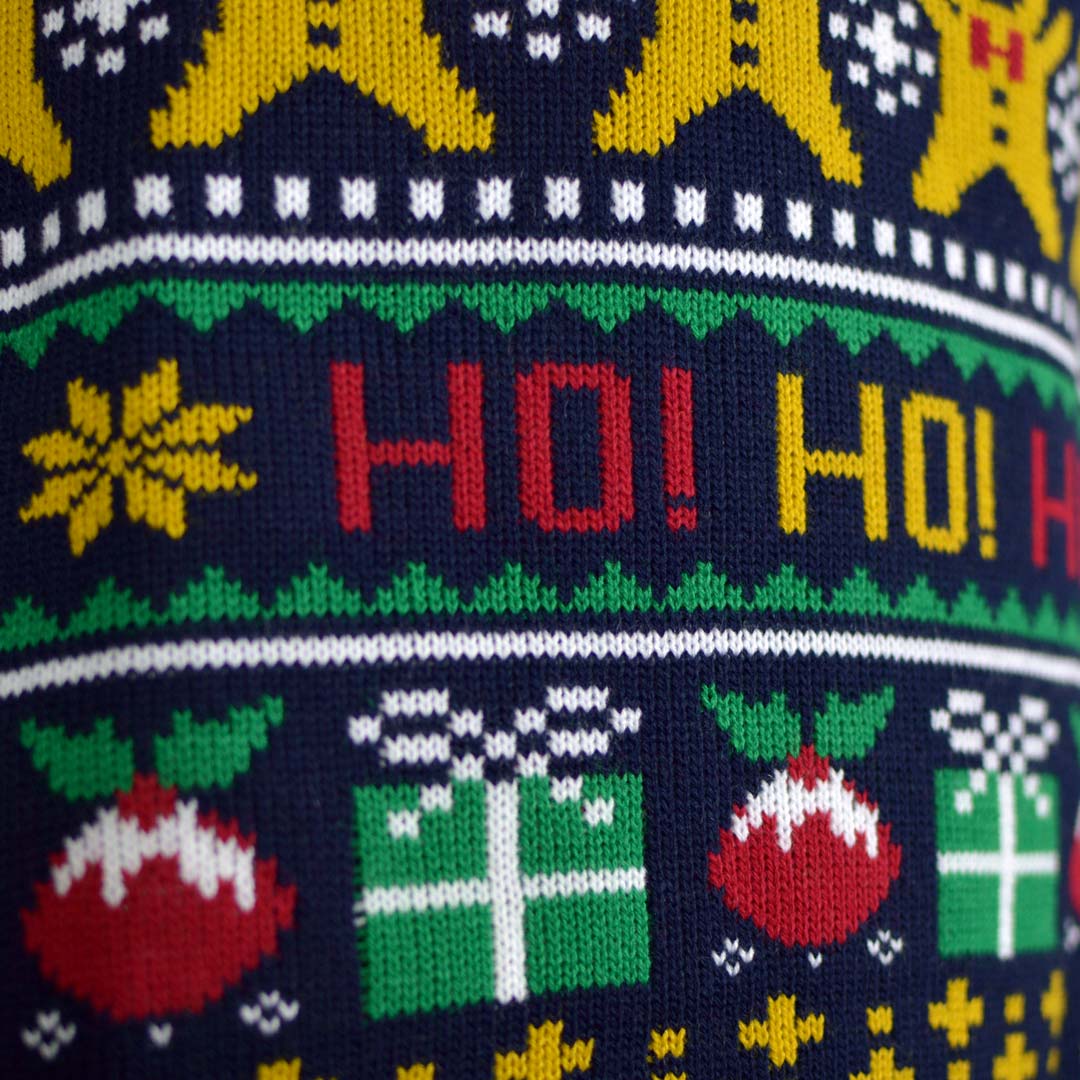 Santa Ho Ho Ho! Men's Ugly Christmas Sweater detail