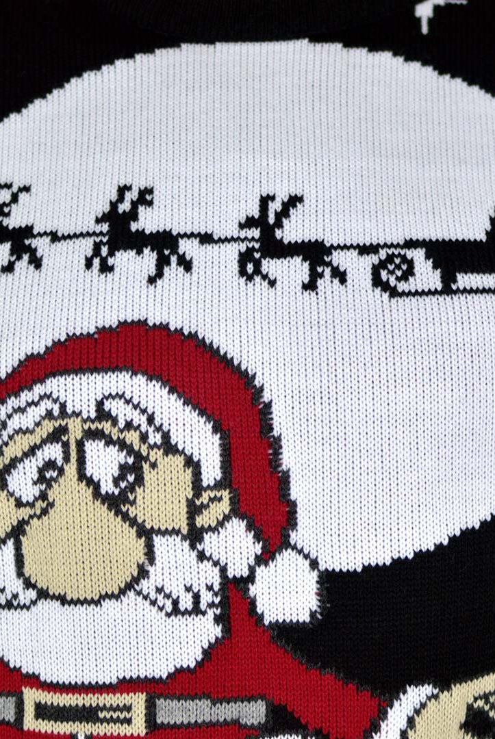 Women's Ugly Christmas Sweater Detail Santa Downloading