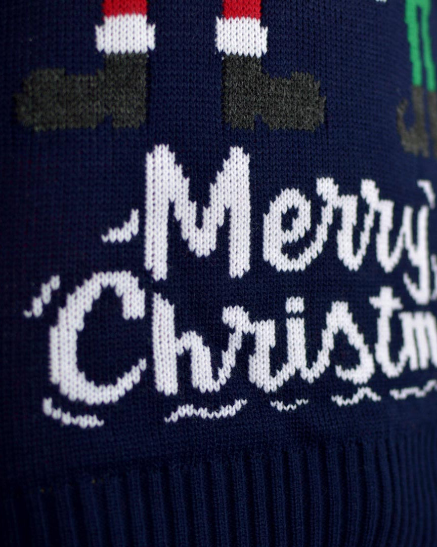 Women's Ugly Christmas Sweater with Santa and Elf Detail