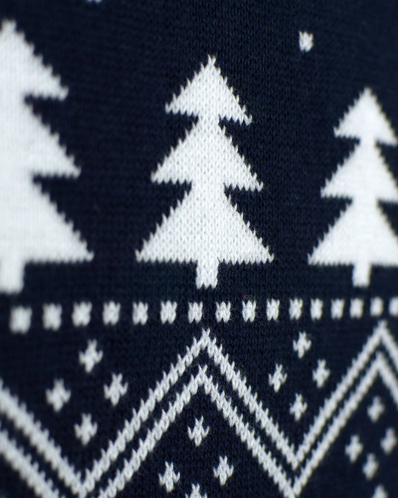 Ugly Couple's Christmas Sweater with Trees, Snowmens and Santa detail