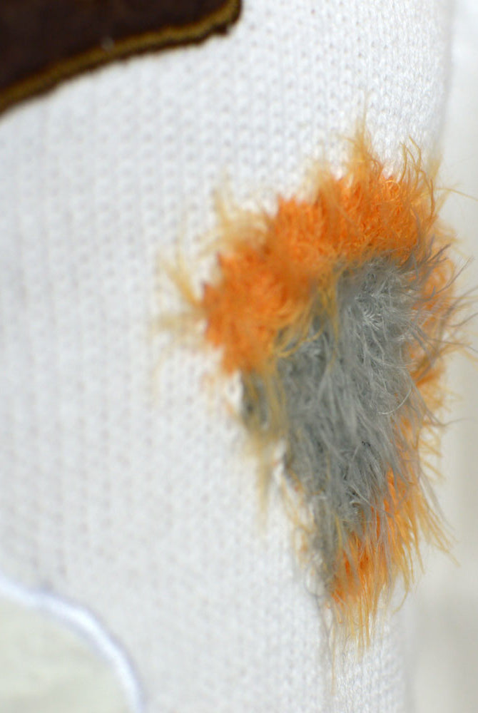 White 3D Couple's Ugly Christmas Sweater with Hairy Reindeer detail