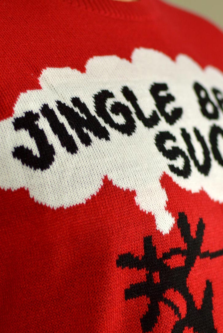 Red 3D Jingle Bells Suck Detail Women's Ugly Christmas Sweater
