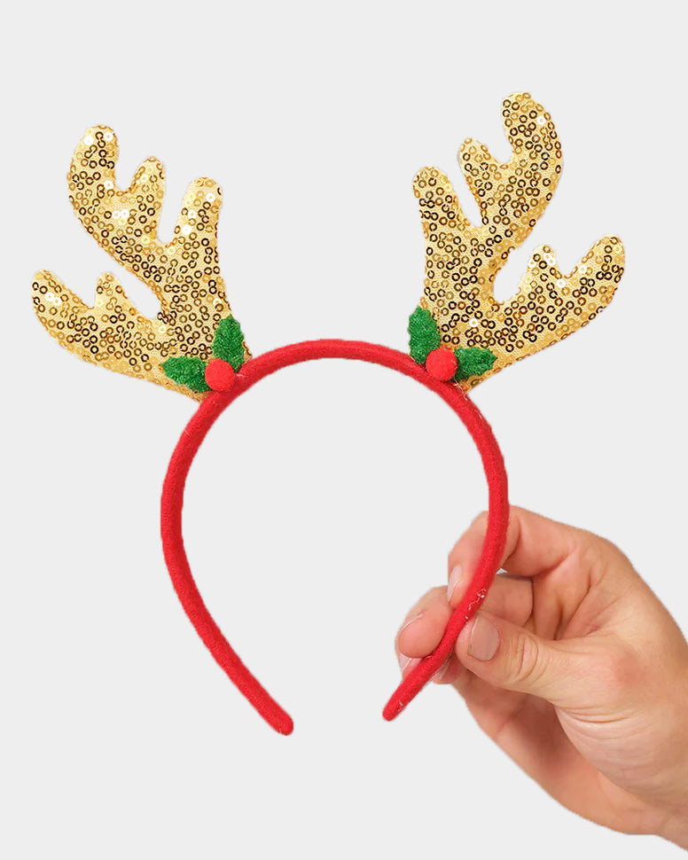 Golden Reindeer Ugly Christmas Headband