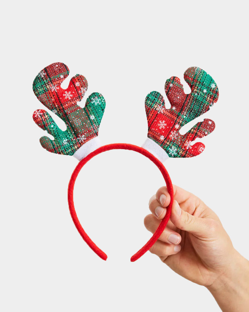 Tartan Reindeer Ugly Christmas Headband