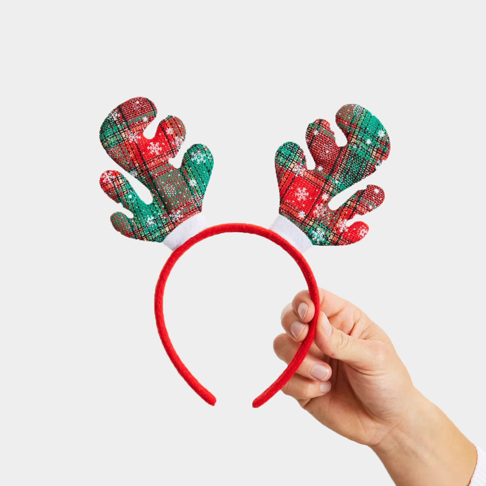 Tartan Reindeer Ugly Christmas Headband