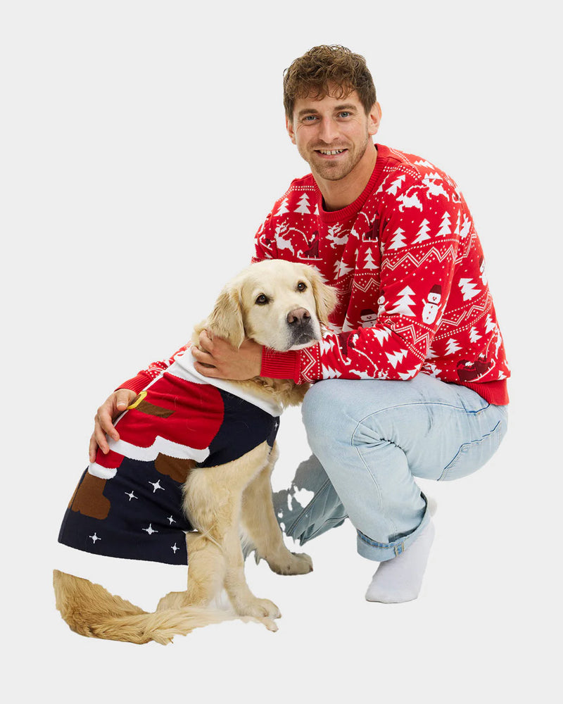 Dog Ugly Christmas Sweater Santa Suit men